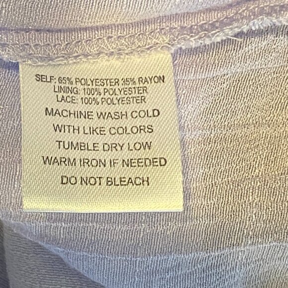 Fyve BOHO Lagenlook Top Bell Sleeve Crochet Accent Sz M Purple 253G - Picture 7 of 8